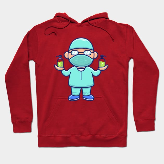 Cute Disinfectant Man Cartoon Hoodie by Catalyst Labs